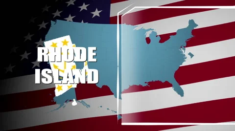 Rhode Island Countered Flag and Information Panel Stock Footage 66775282