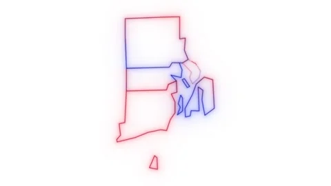 Rhode Island county map red blue election outline white background seamless loop Stock Footage 343868066
