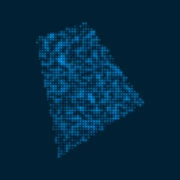 Rhode Island dotted glowing map. Shape of the us state with blue bright bul.. Stockillustratie