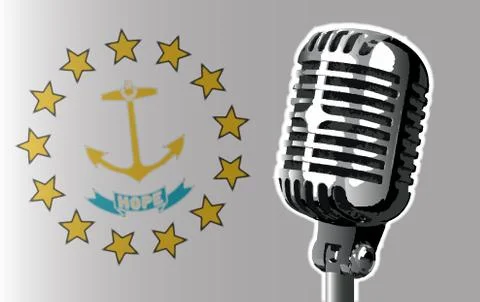 Rhode Island Flag And Microphone Illustrazione stock
