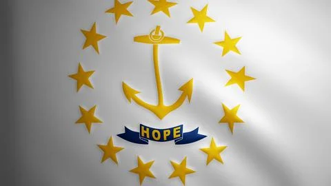 Rhode Island flag with fabric texture that moves in the wind. Smooth moveme.. Stock Illustration
