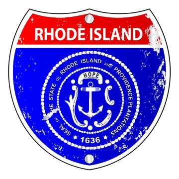 Rhode Island Flag Icons As Interstate Sign Stock Illustration