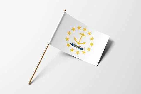 Rhode Island flag of small paper, isolated on white background Stock Photos