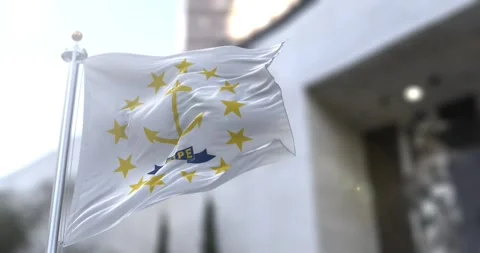 Rhode island flag waving-seamless-loop-4k-60fps Stock Footage 345343986