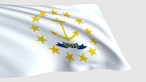 Rhode Island flag waving on a transparent background Stock Footage 323637847