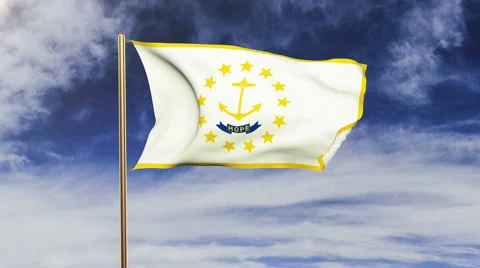 Rhode island flag waving in the wind. Green screen, alpha matte. Loopable 스톡 동영상 48199069