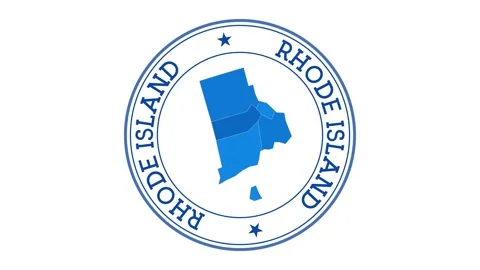 Rhode Island intro. Badge with the circular name and map of us state. Rhode I... Stock Footage 231098541