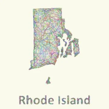 Rhode Island line art map イラスト素材