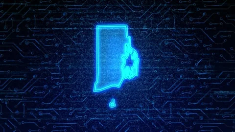 Rhode Island Map Digital Technology Opener Video stock 335475874