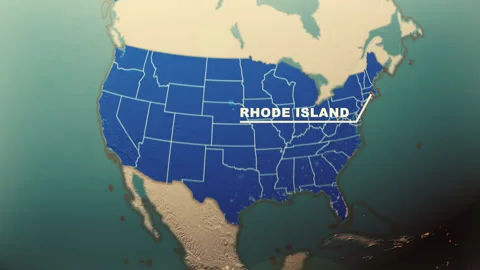 Rhode Island Map Highlight USA 3D Political Globe Animation Stock Footage 313833567