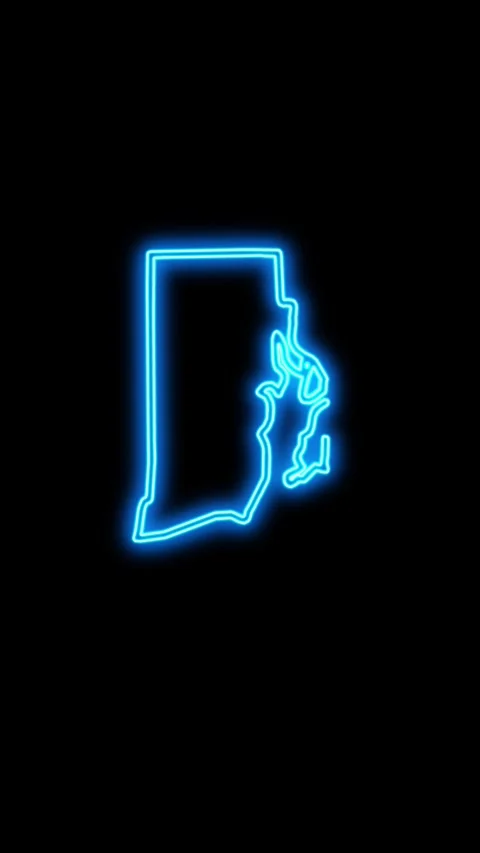 Rhode Island Map Outline Neon Lights Stock Footage 333119054