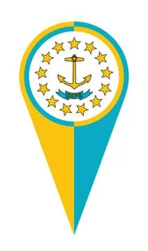Rhode Island Map Pointer Location Flag Stock Illustration