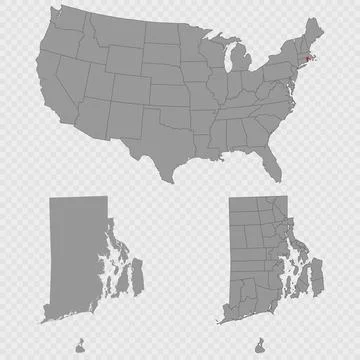 Rhode Island map set with USA location, clean outline, and full county brea.. Stock Illustration
