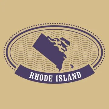Rhode Island map silhouette - oval stamp of state Stock Illustration