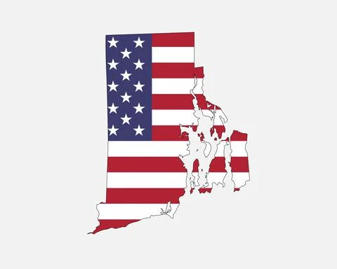 Rhode Island Map USA Flag Stock Illustration
