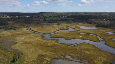 Rhode Island Marsh by Drone Aerial 4K Video stock 115915341