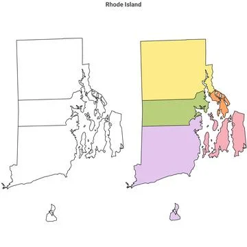 Rhode Island outline County map set - illustration version Stock Illustration