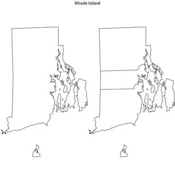 Rhode Island outline County map set - illustration version Stock Illustration