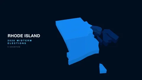 Rhode Island Republican 2026 Midterm Election Map 3D Vídeos de archivo 342724521