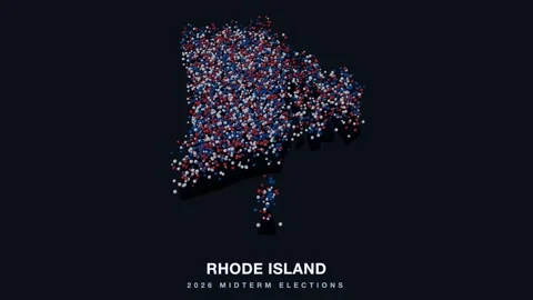 Rhode Island Republican 2026 Midterm Election Map 3D Stock Footage 342724544