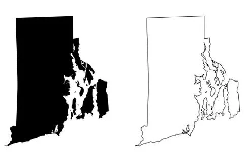 Rhode Island RI State Border USA Map Illustrazione stock