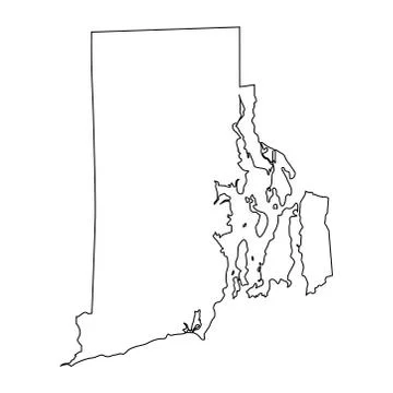 Rhode Island RI State Border USA Map Outline Stock Illustration
