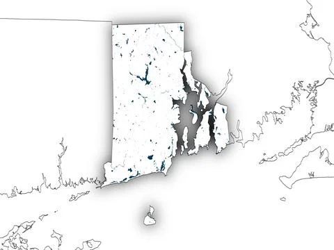 Rhode Island shape with state borders, white map イラスト素材