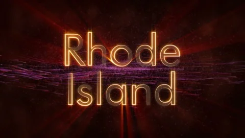 Rhode Island - Shiny looping state name text animation Stock Footage 99579437