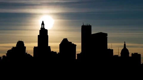 Rhode Island: Skyline of Providence at Sunset, Time Lapse at Sunset Stock Footage 269132497