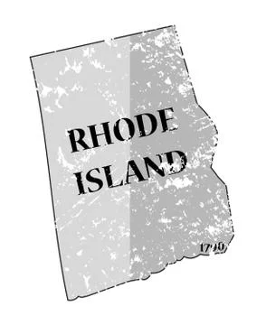 Rhode Island State and Date Map Grunged Stock Illustration