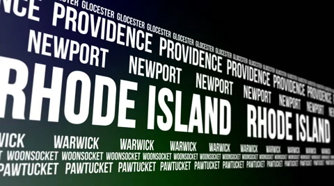 Rhode Island State and Major Cities Scrolling Banner Stock Footage 43314295