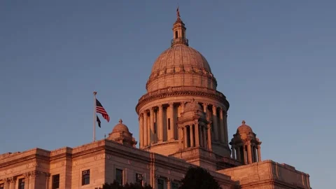 Rhode Island state capitol building at sunset Stock Footage 253009561