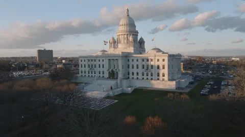The Rhode Island State Capitol at sunset Stock Footage 325492830