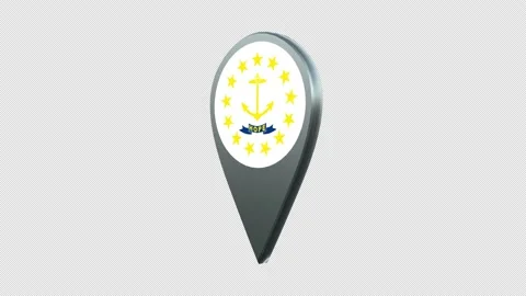 Rhode Island State Flag Location Map Marker Pin With Alpha Channel Looped Stock Footage 239462461
