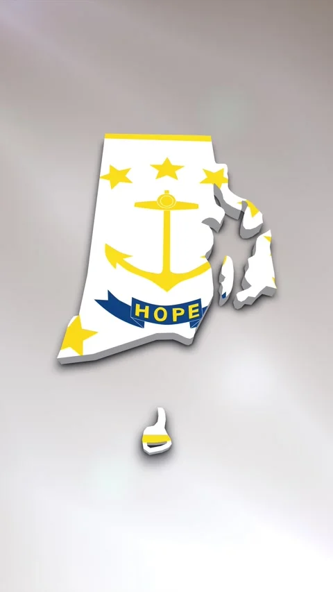 Rhode Island State Flag on Map Stock Footage 278266612