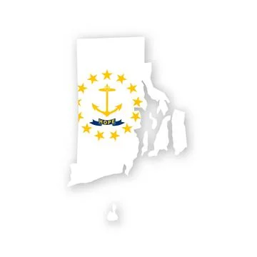 Rhode Island State Flag Map Stock Illustration