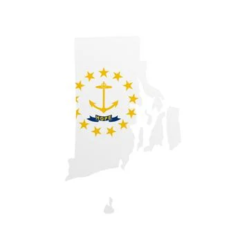 Rhode Island State Flag Map Stock Illustration