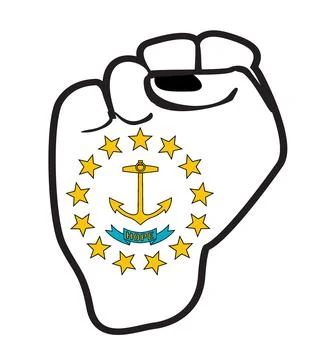 Rhode Island State Flag Power Fist Stock Illustration