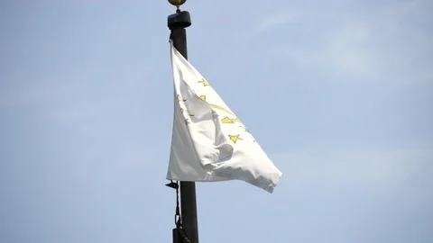 Rhode Island State Flag Waves in Slow Motion Stock Footage 131064871
