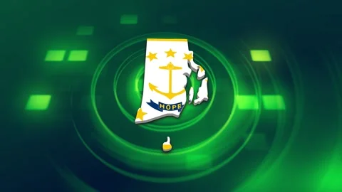 Rhode Island State Map and Flag Background Stock Footage 344648905