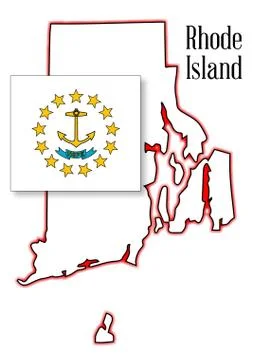 Rhode island state map and flag Stock Illustration