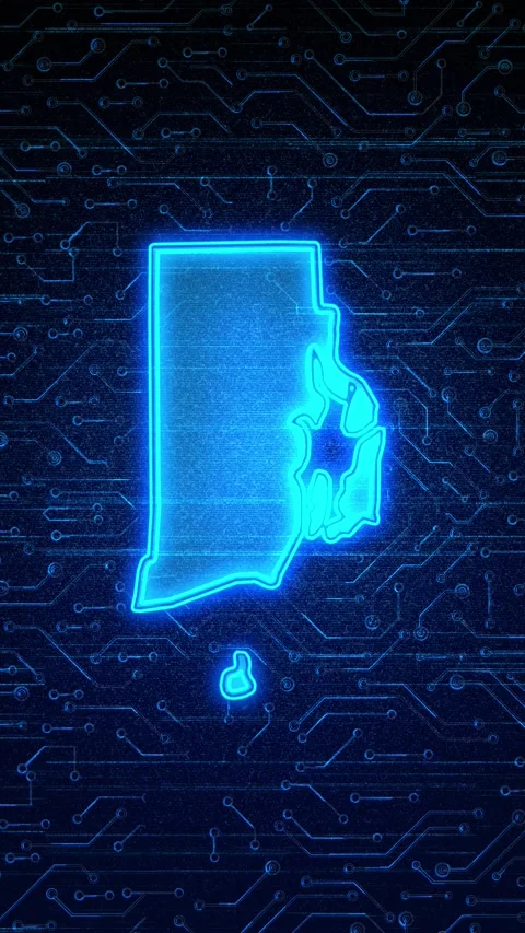Rhode Island State Map Digital Technology Opener Vídeo Stock 336391493