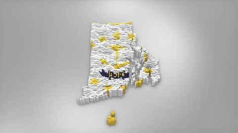 Rhode Island State Map with Flag Intro Background Stock Footage 315166436