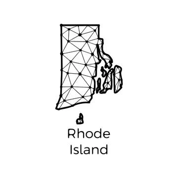Rhode Island state map polygonal illustration made of lines and dots, isol... Stock Photos