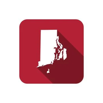 Rhode Island state square map with long shadow. Stock Illustration