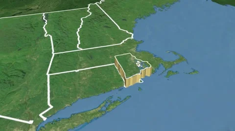 Rhode Island state (USA) extruded. Satellite map. Stock Footage 45911251