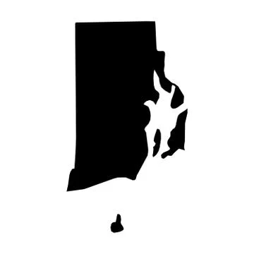 Rhode Island, state of USA - solid black silhouette map of country area. Simple イラスト素材