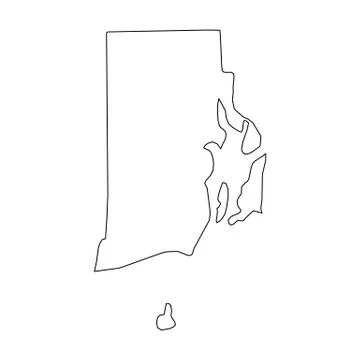 Rhode Island, state of USA - solid black outline map of country area. Simple 스톡 일러스트