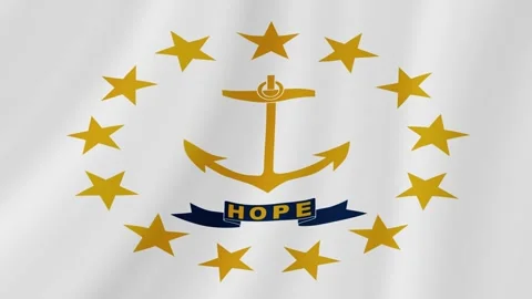 Rhode Island State Waving Flag – Realistic Loop Animation Video stock 292324921