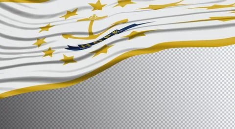 Rhode Island state Wavy Flag clipping path, Rhode Island flag Stock Illustration